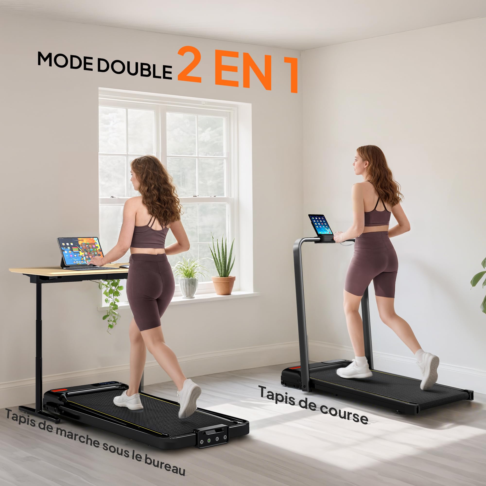 SPORTNOW Pedana pieghevole 2-in-1 inclinazione 10% 1-6 km/h 2,0 HP nero | Pedana camminata con telecomando e LED, tapis roulant compatto da scrivania per casa e ufficio.