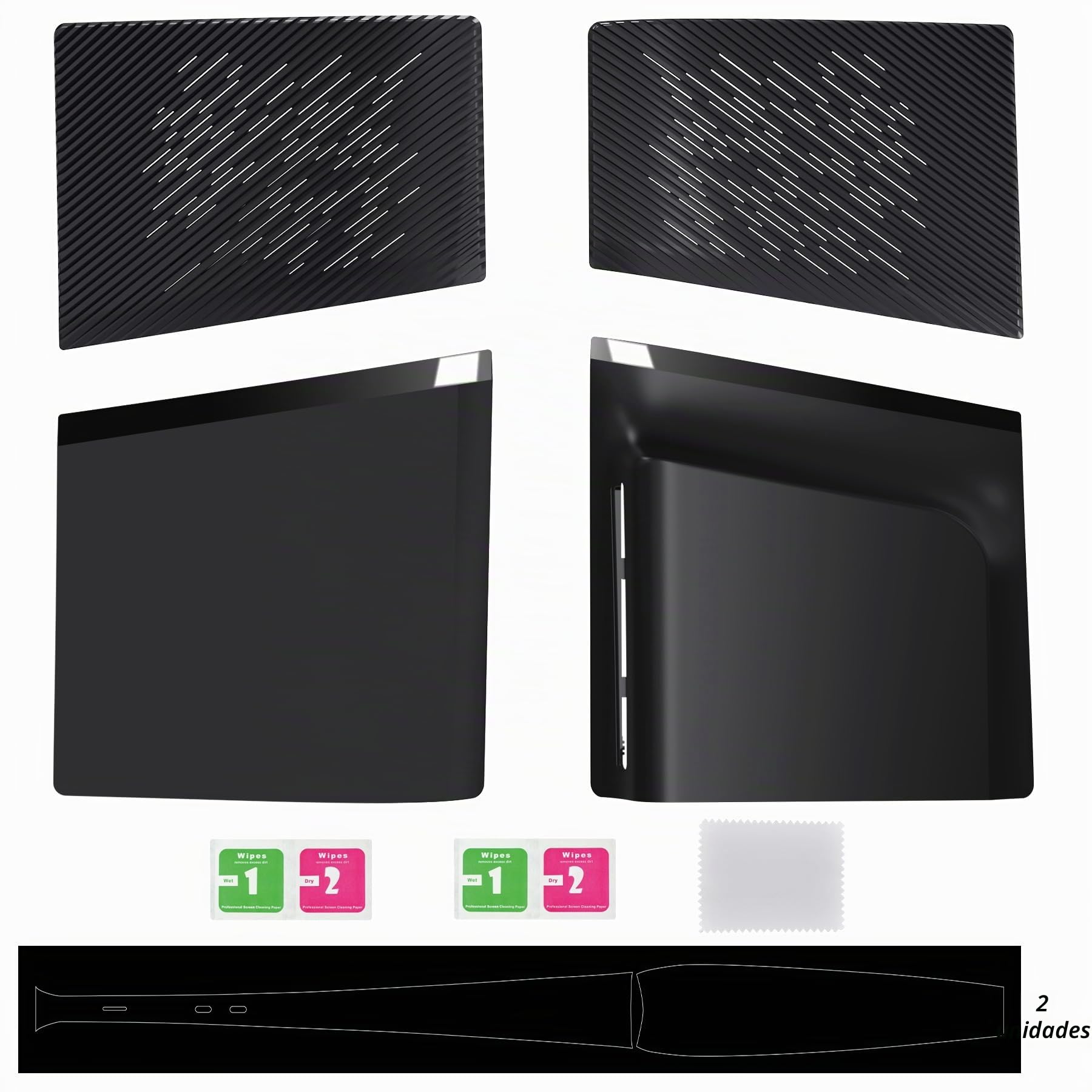 eXtremeRate eXcover Carcasa Superior e Inferior de Repuesto Compatible con ps5 Slim con Lector de Discos, Paneles Laterales y Tapa Trasera con Ventilación Placa para ps5 Slim Consola - Negro