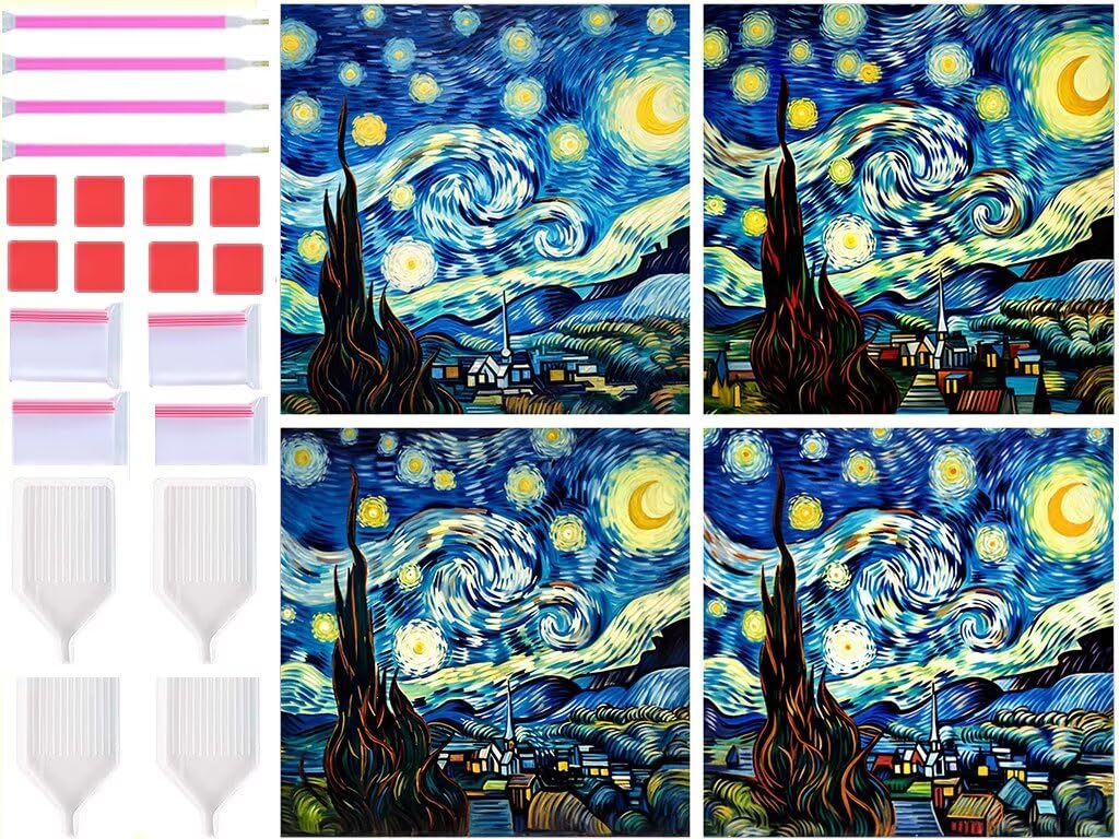 Diamond Painting Kit Van Gogh Notte Stellata 40x50cm - Grande Quadro Diamante Fai Da Te Con Perline R Tonde Per Adulti, Decorazione Casa