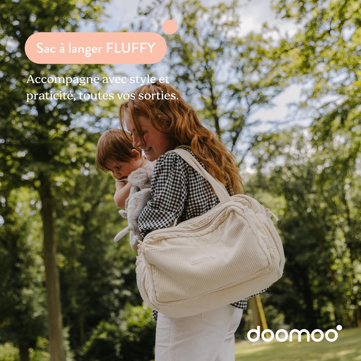 Doomoo Sac à langer Bebe Fluffy 24L Grande Contenance Beige