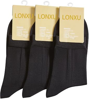 Lonxu Mens silk socks,Mens dress socks-Breathable3, 5Pairs, Crew Socks Gift for Men Shoe Size 8-12