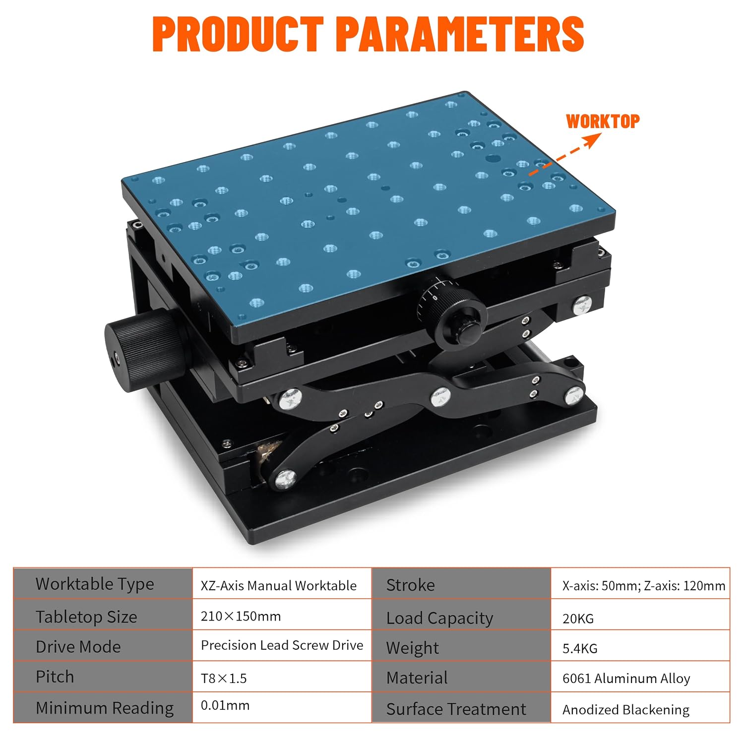 RATTMMOTOR XZ Axis 50 * 120mm Stroke Manual Stage Sliding Table Adjust Platform Rotation Positioning Stage High Precision Lifting Horizontal Displacement Marking Two-Dimensional Working Table