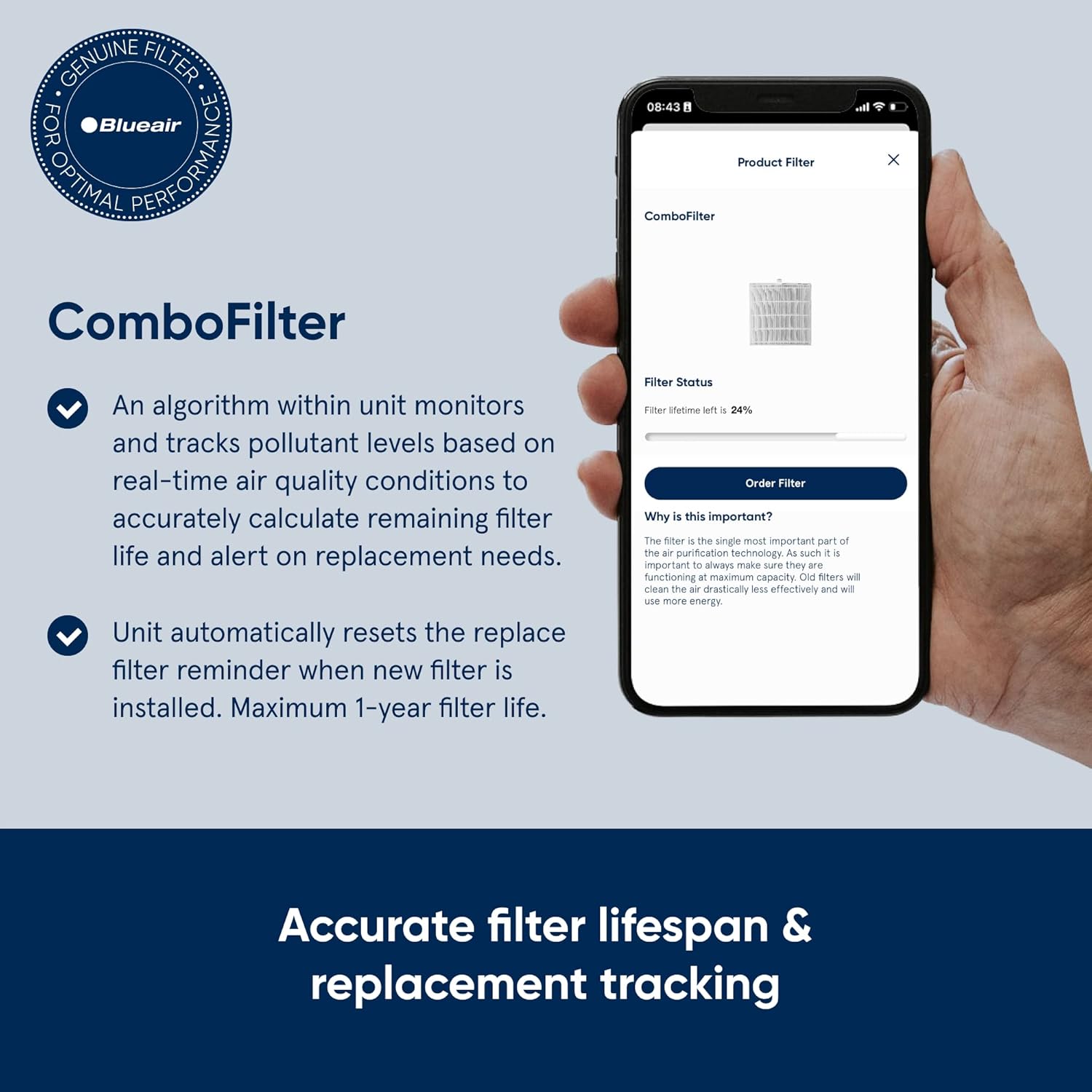 Replacing old filter with new BLUEAIR DustMagnet ComboFilter