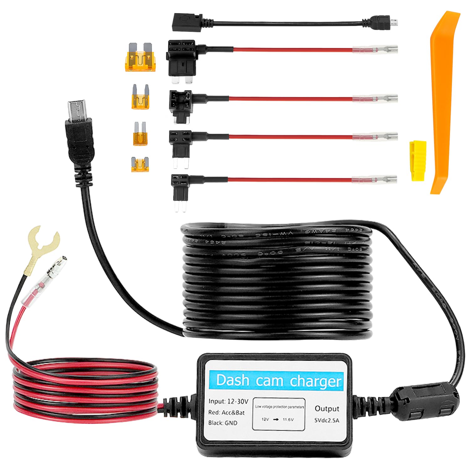 Kit de câbles pour caméra embarquée QWORK avec protection de batterie et adaptateurs - 8