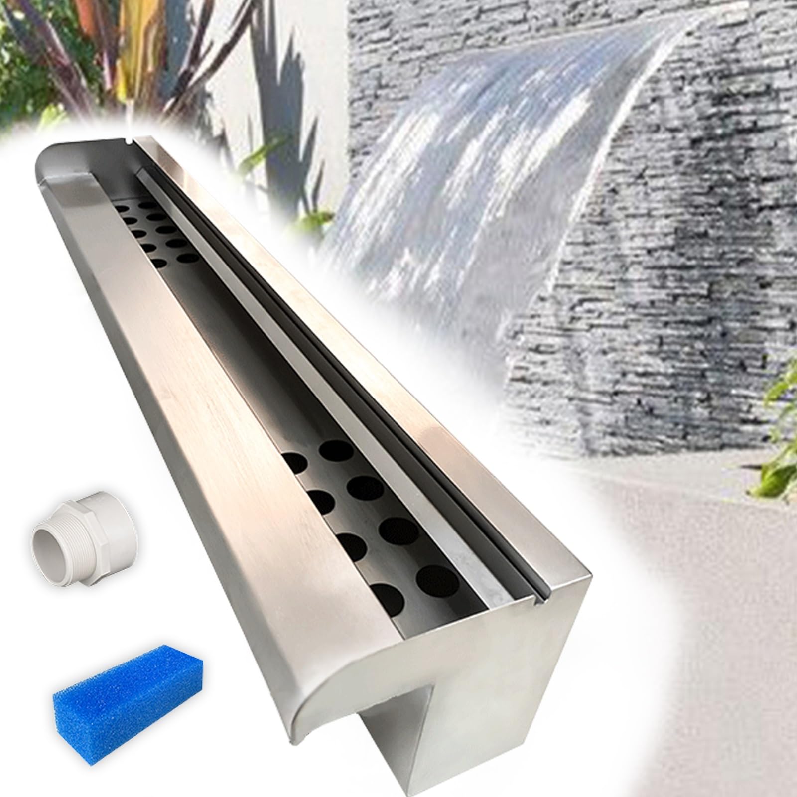 F Mount Cascata Spillway per Koi Stagni e Giardini Clete Water Feature Kit con Accessori per Patios Rockeries e Spa Decor
