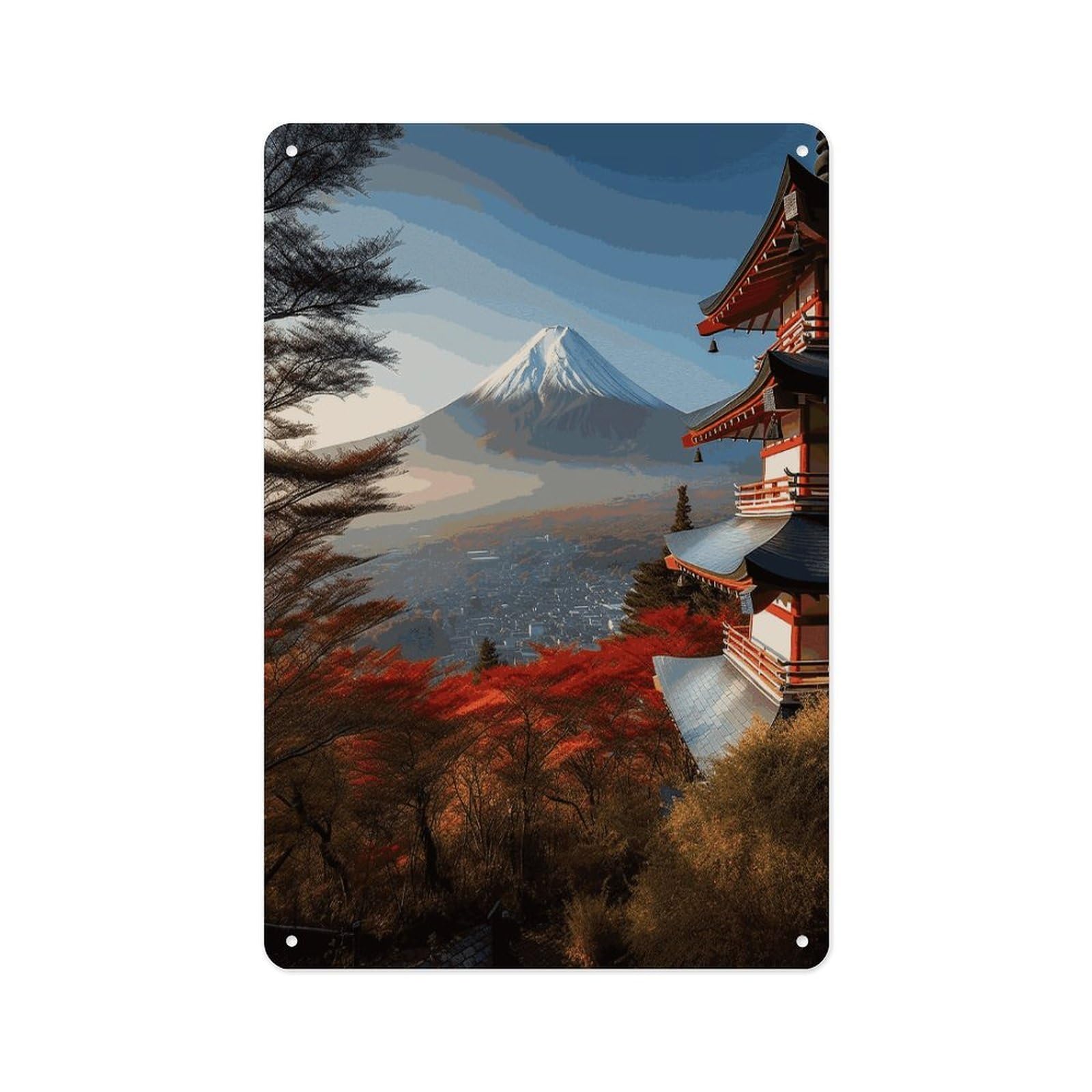 Fekiloot Style Japan Mount Fuji Landscape Wall Decor Metal Signs Tin Signs Poster