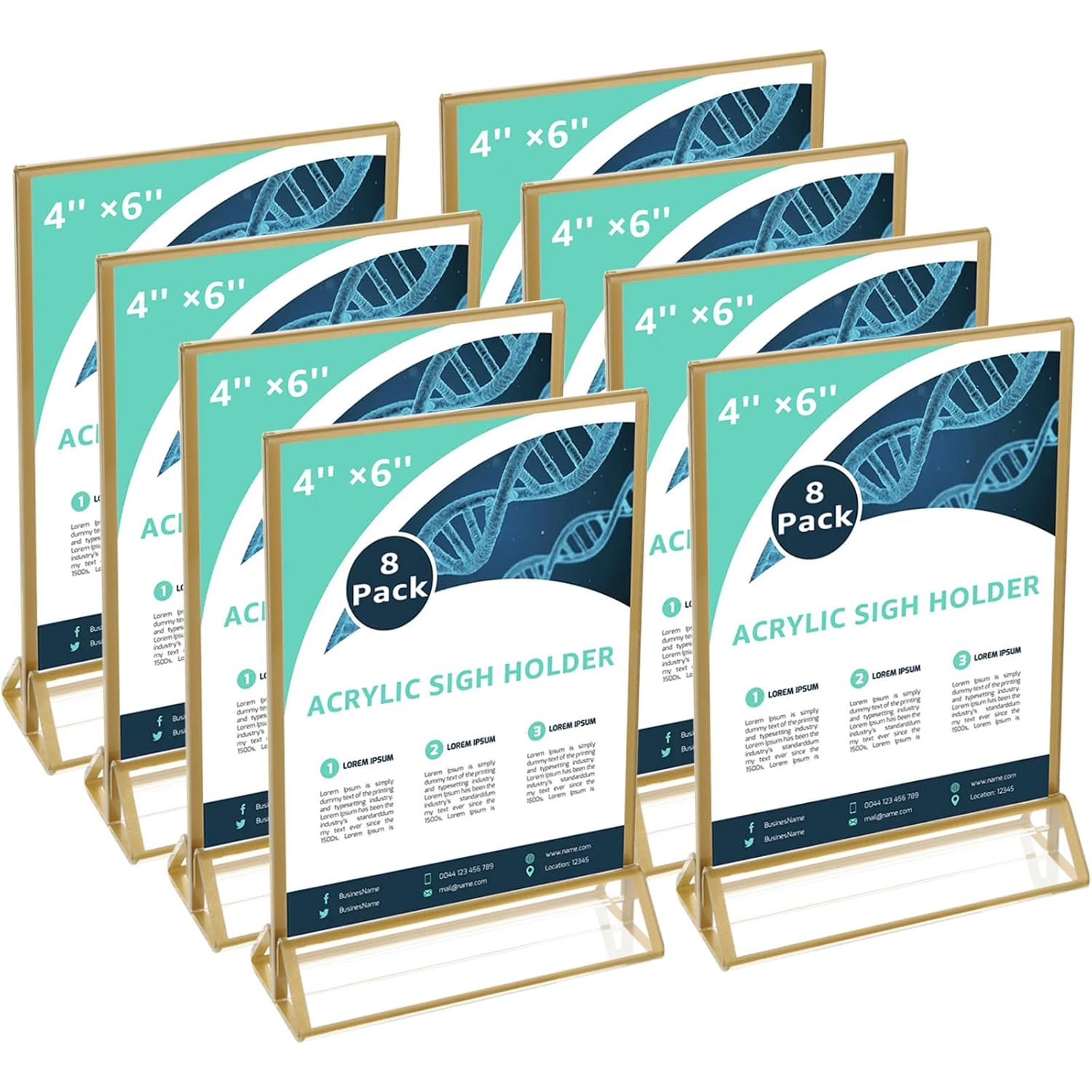 WenYa 6 Pack Gold Picture Frames Double Sided, 4x6 Acrylic Gold Borders Wedding Table Numbers, 10.2x15.2cm Clear Easel Table Stands, Menu Holder For Restaurant Signs Display - View #14