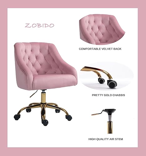 Miniatura 127 de ZOBIDO Cómoda silla de trabajo para la oficina en casa con ruedas, bonita y moderna tapizada de terciopelo con respaldo de concha, silla de