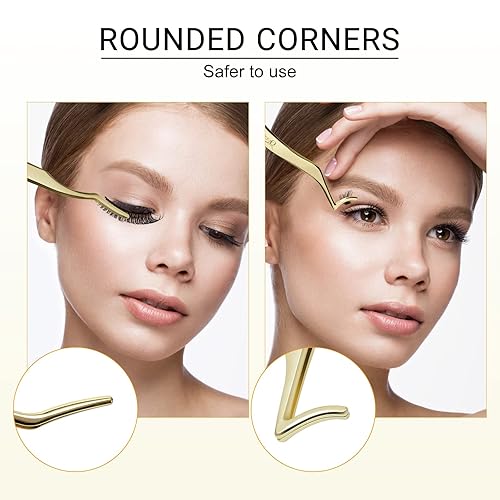 Miniatura 5 de QUEWEL Herramienta aplicadora de pestañas, 2 pinzas en racimo de pestañas para pestañas postizas, pinzas aplicadoras de pestañas curvas, aplicador