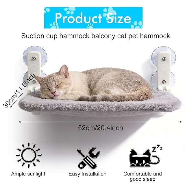 VEGOATY Hamaca para ventana de gatos: 52 x 30 cm, plegable