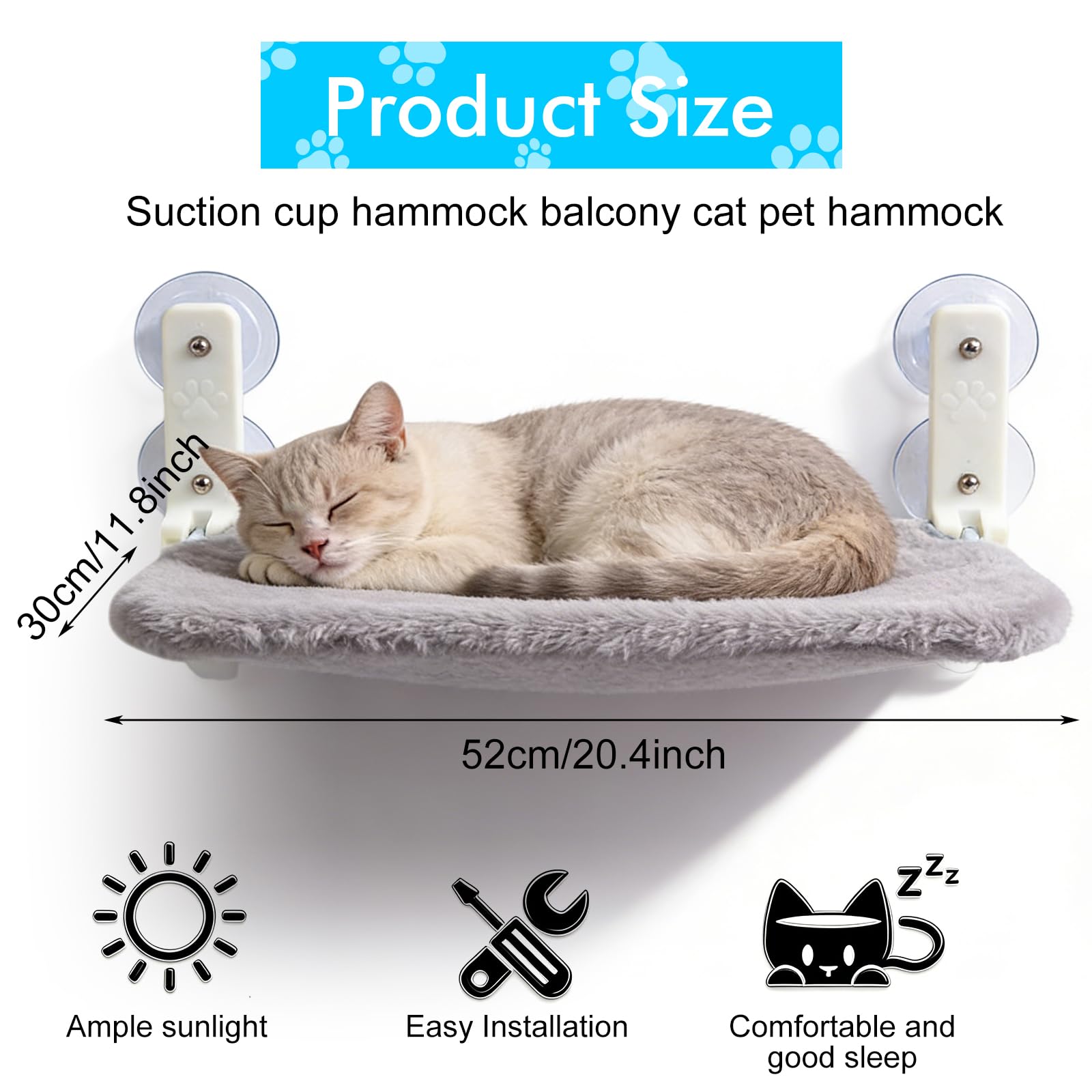 Amaca da finestra per gatti: letto pieghevole per finestra con base in peluche rimovibile e 4 forti ventose che possono contenere fino a 20 kg, amaca per finestre di gatto per superfici lisce