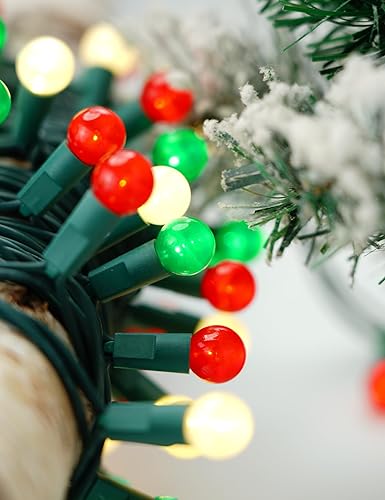 Miniatura 8 de KAiSnova 70 luces LED de Navidad para decoración al aire libre, 19 pies, color rojo, verde, blanco, tira de luces con bombillas de vidrio perlado