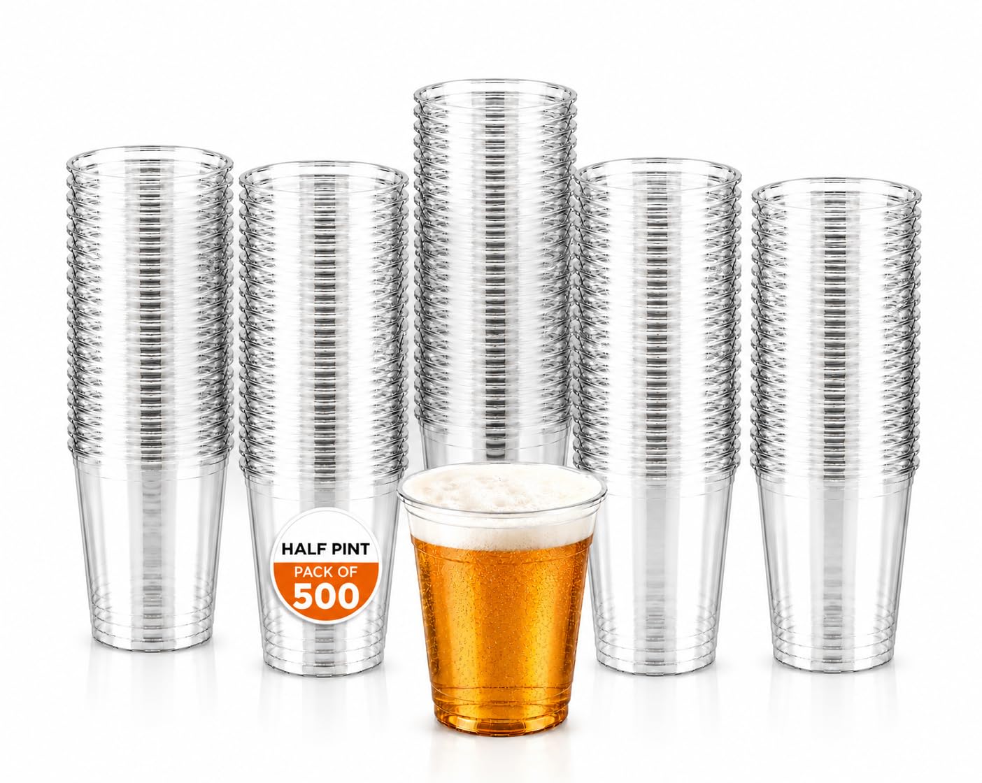 BH | Clear Plastic Reusable Half Pint Cups | 300ml | Pack of 500