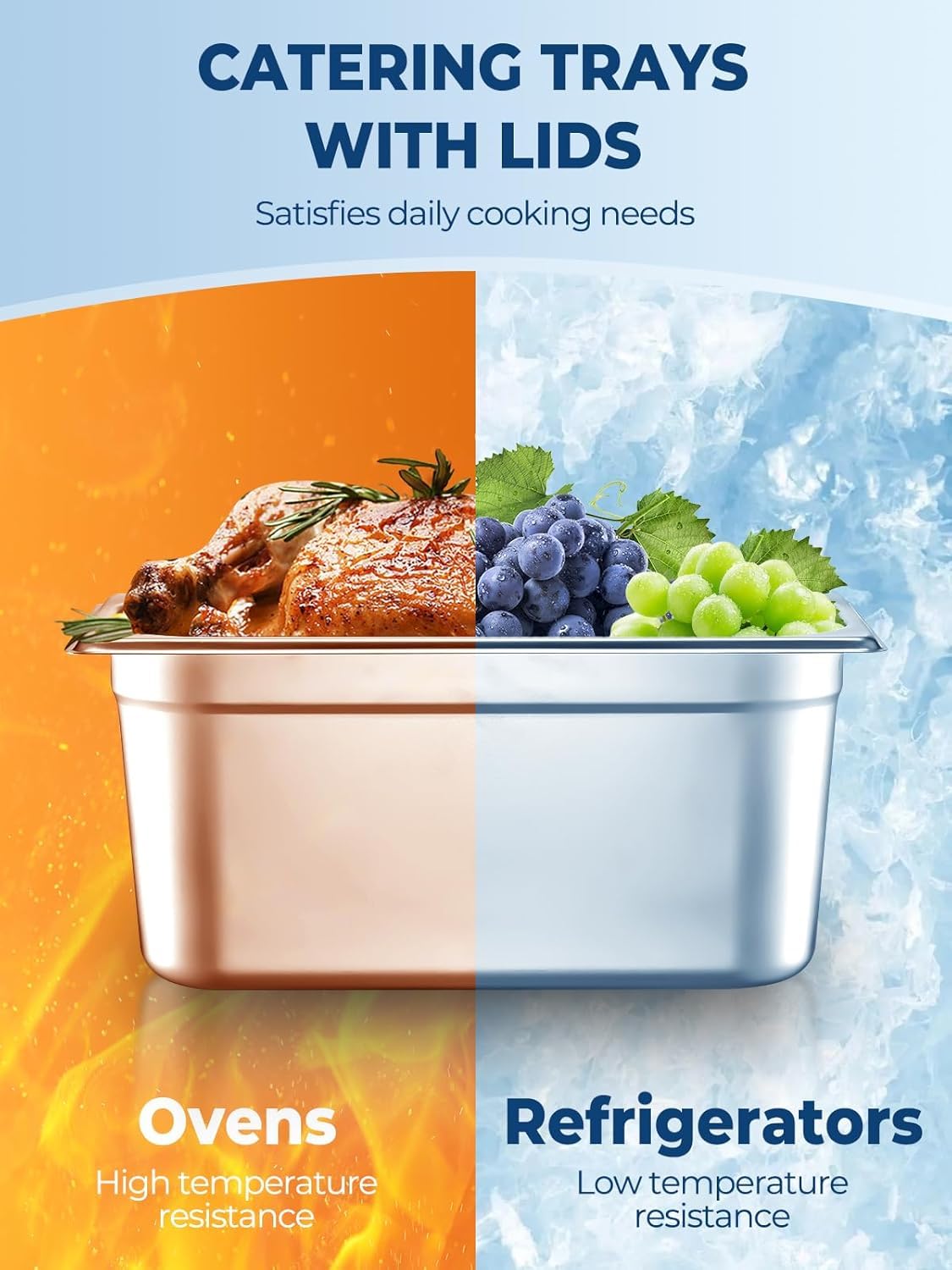 6 recipientes GN 1/3, 33 x 18 x 15 cm, de acero inoxidable con tapa, recipientes para alimentos, tartas, hoteles, etc