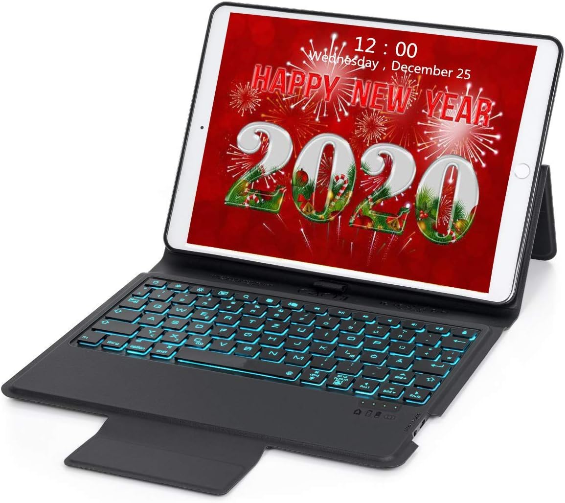 iPad Pro 10.5 Keyboard Case for iPad Pro 10.5 inch 2017- iPad Air 10.5(3rd Gen) 2019,7 Color Backlit Lightweight Thin iPad Air 3 Case with Keyboard (Dark Black)