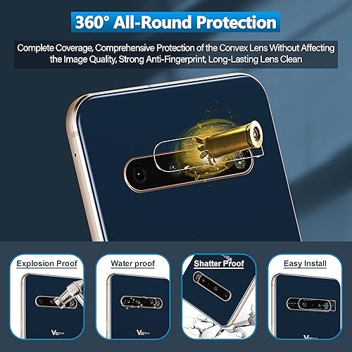 Miniatura 5 de [Paquete de 2+2] Protector de pantalla de vidrio templado para LG V60 ThinQ /5G / 5G UW – y protector de lente de cámara – antihuellas – a prueba de