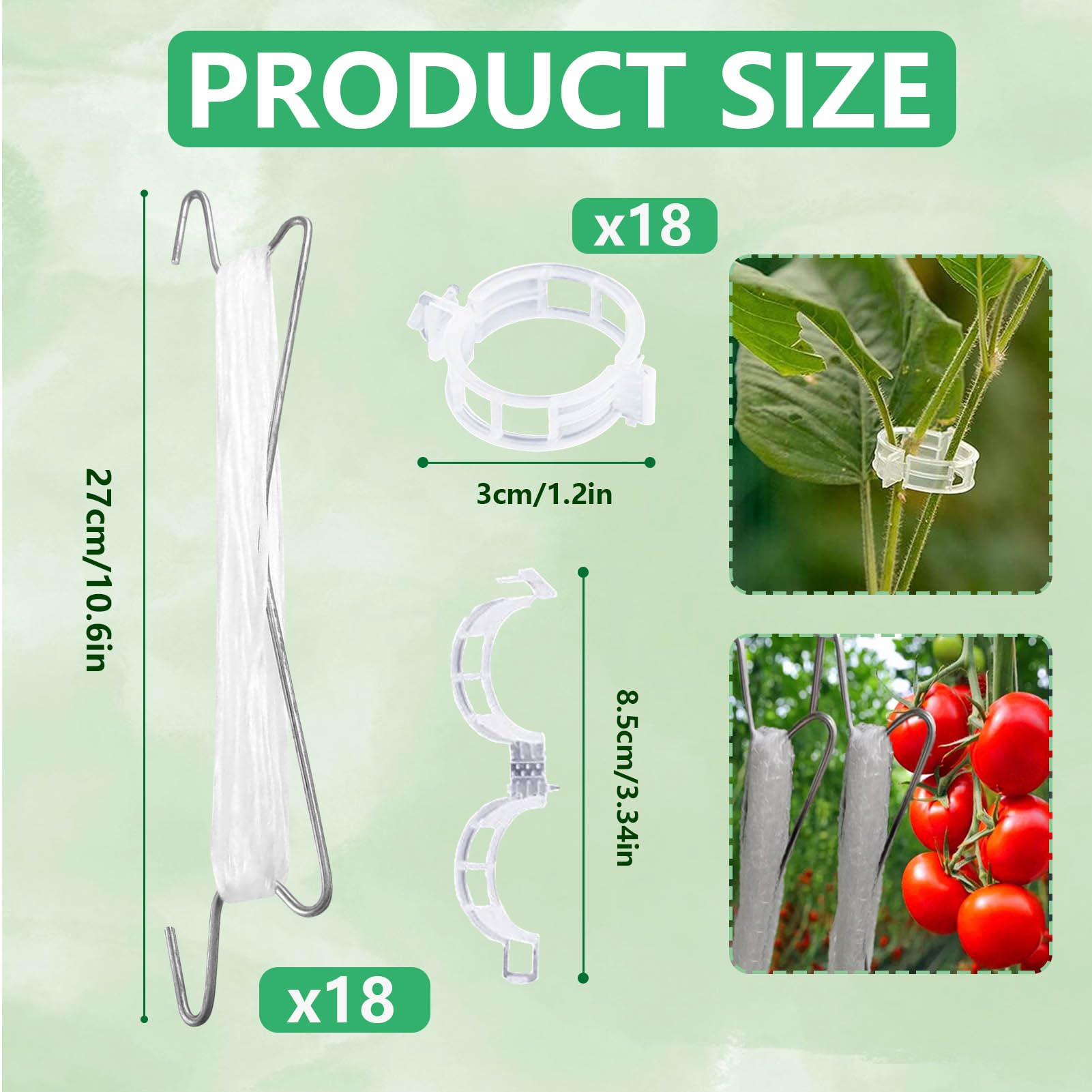 YeahBoom Crochet De Support De Tomate,15 Pièces Crochet De Tomates De Jardint Avec 10m De Corde Et 30 Pièces Clips De Support,Crochet De Tomate De Jardin,Tomate Crochets,Support à Tomate