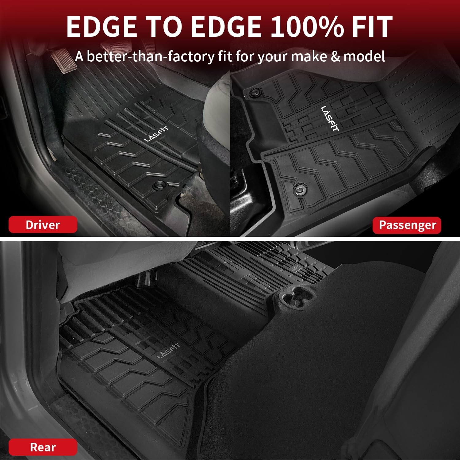 LASFIT Floor Mats for Ram 1500/2500/3500 Crew Cab 2013-2018 Front, for Ram 1500 Classic Crew Cab 2019-2024 All Weather TPE Custom Fit Car Mats Truck Front Liners 1st Row Only, Black - Image 6