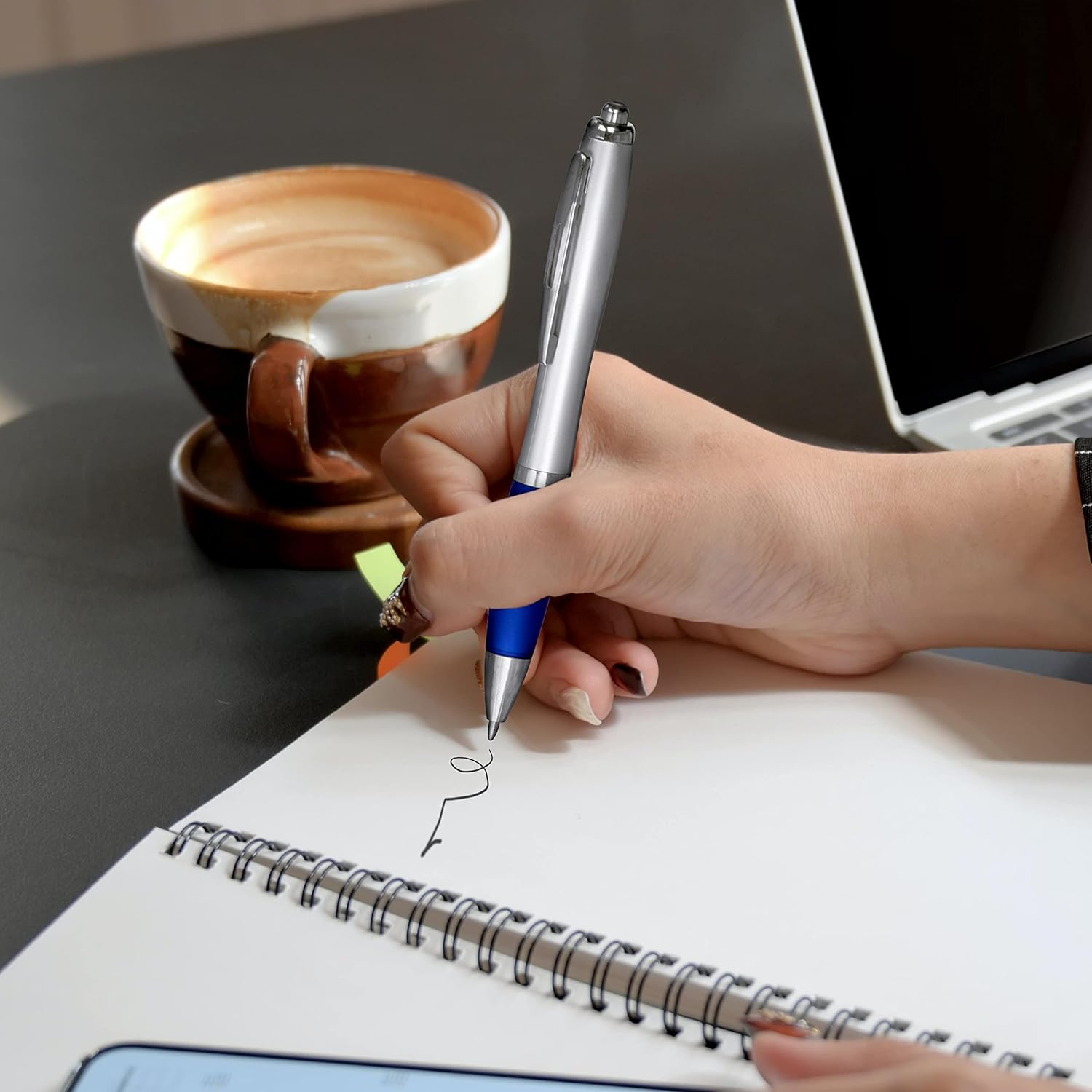 Personalized Ballpoint Pens with Rubber Grip and Black Ink, Pack of 10 by DISCOUNT PROMOS - Ergonomic Design, Ideal for Office & Bulk Writing – Blue
