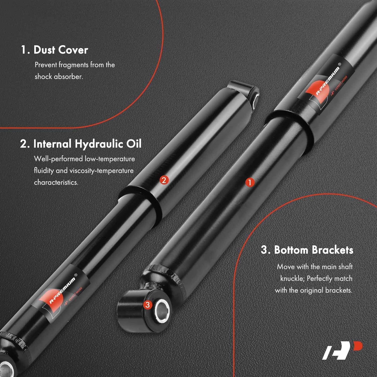 A-Premium Rear Pair (2) Shock Absorber Compatible with Mercedes-Benz Sprinter 3500 2010-2017 & Dodge Sprinter 3500 2007-2008, Driver and Passenger Side