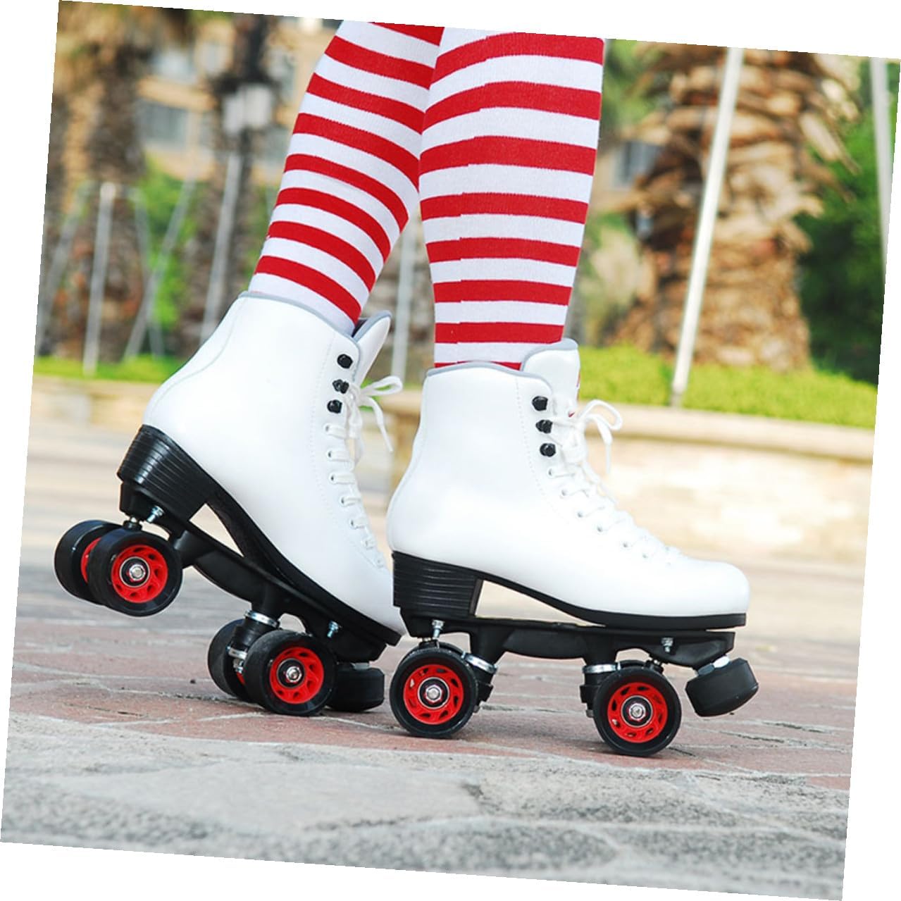 Luxshiny Double Row Roller Skates Wheels 95a Pu Wear-resistant Replacement Set with Wrench 8pcs Skating Accessories for Outdoor and Indoor Use