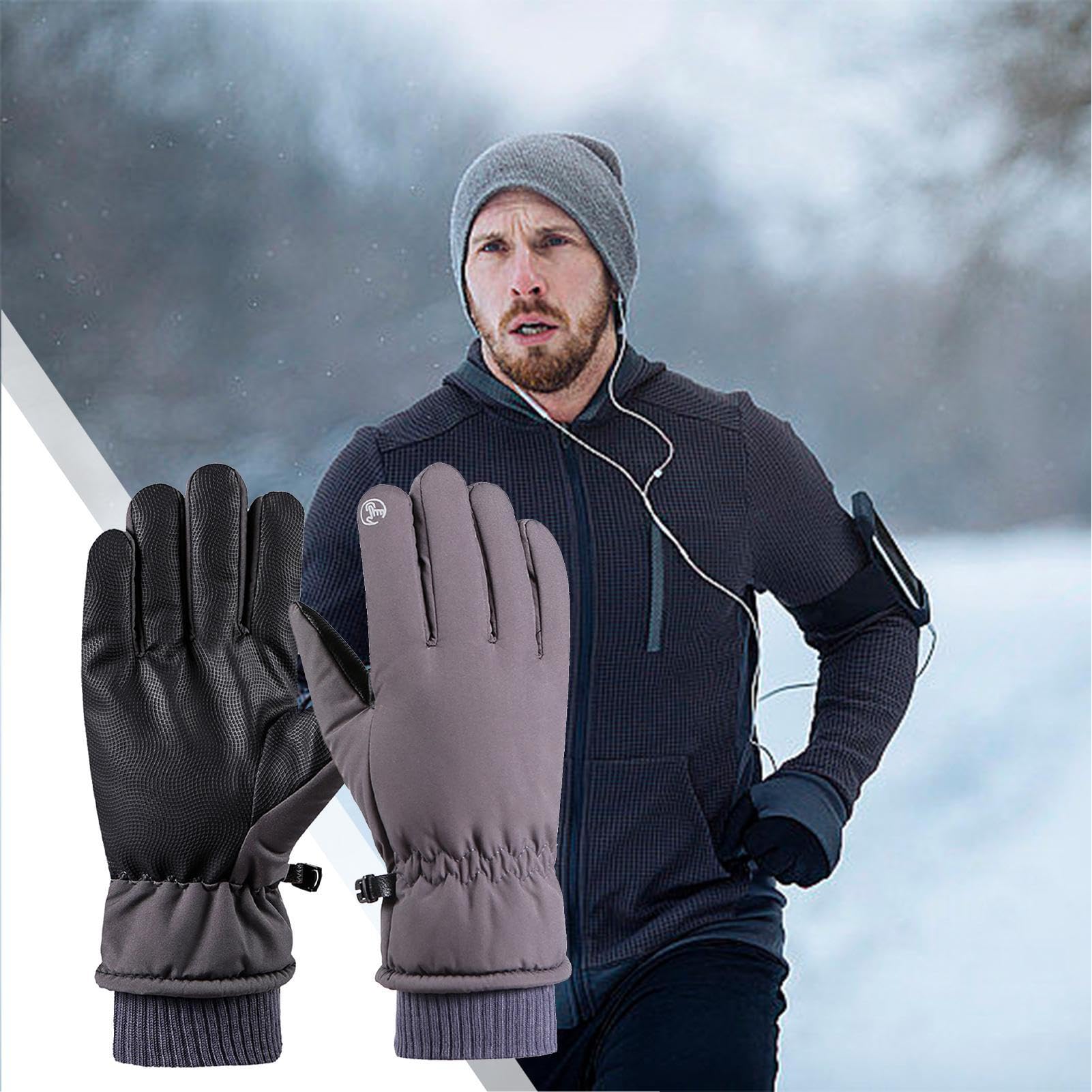 ZH1YFD Rękawiczki zimowe - Wodoodporne rękawice na zimne dni Termiczna deska snowboardowa z ekranem dotykowym w zimne dni do jazdy na rowerze na świeżym powietrzu
