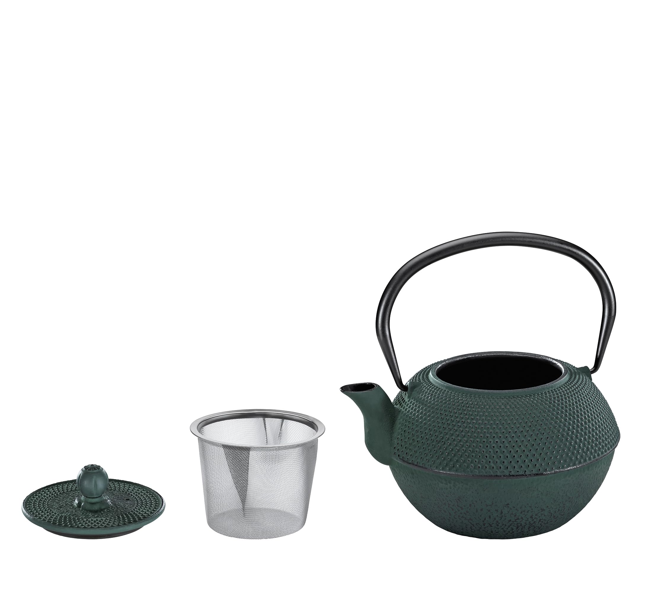 KÜCHENPROFI Tetera YASMIN de TEA, verde, hierro fundido esmaltado, 800 ml (6 tazas), filtro de acero inoxidable integrado, tetera asiática de hierro fundido
