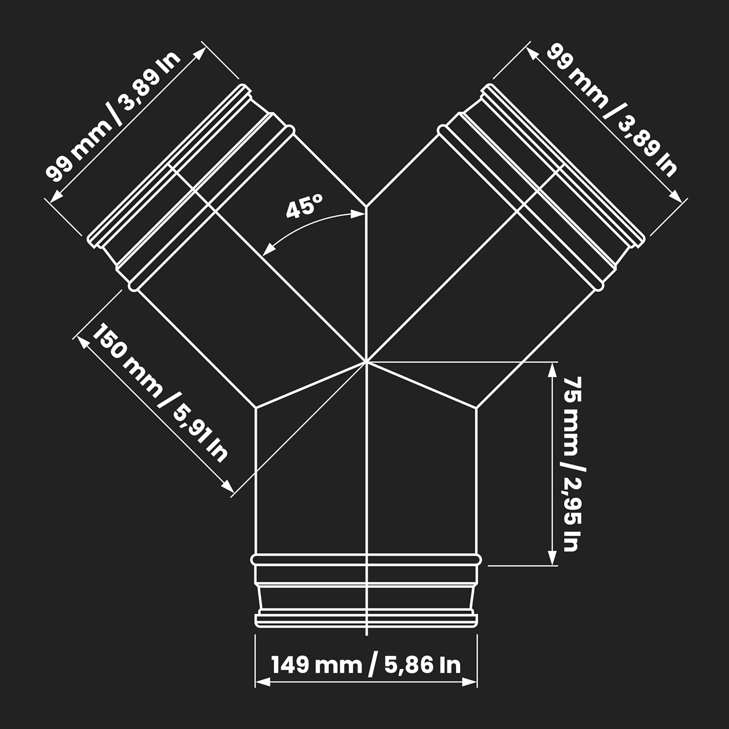 Repa Market 6 to 4 inch Y Duct Splitter – Galvanized Steel 3 Way Hose Splitter/Male Fit Dryer Vent Hose Adapter/HVAC Exhaust Fan, Dryer Duct, Ventilation Fan Transition for Home Improvement