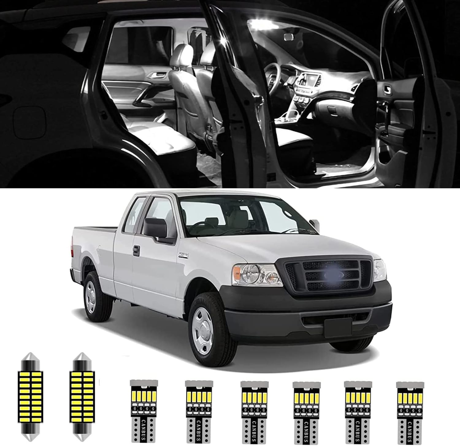AWALITED 13pcs F150 Interior LED Lights Kit Super Bright LED Map Dome Light Bulbs for 2004 2005 2006 2007 2008 Ford F150 Pickup all models