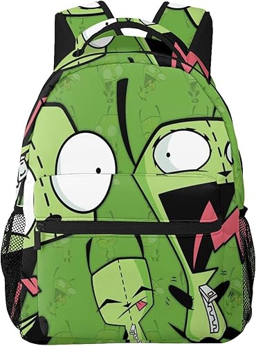 Mochilas Invader Anime Zim Mochila ajustable para laptop Bolsa de hombro doble para mujeres hombres escalada compras trabajo, Negro -, Mochilas