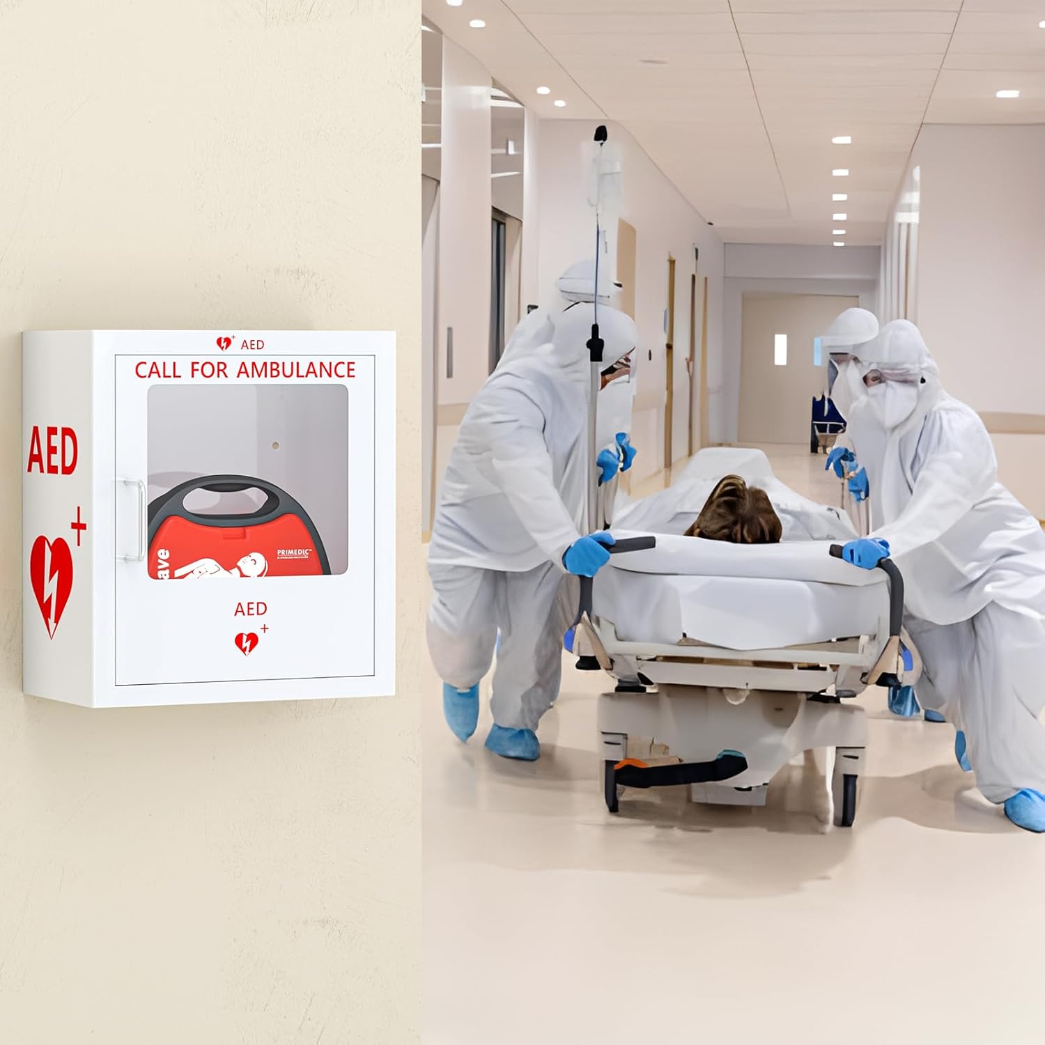 AED Defibrillator Cabinet Fits All Brands of AED, Clear Window Storage Cabinet with Handle & Snap Lock, for Home, Office, Hospital and Public Places, 14.2 x 7.9 x 15.8 Inch - Image 5