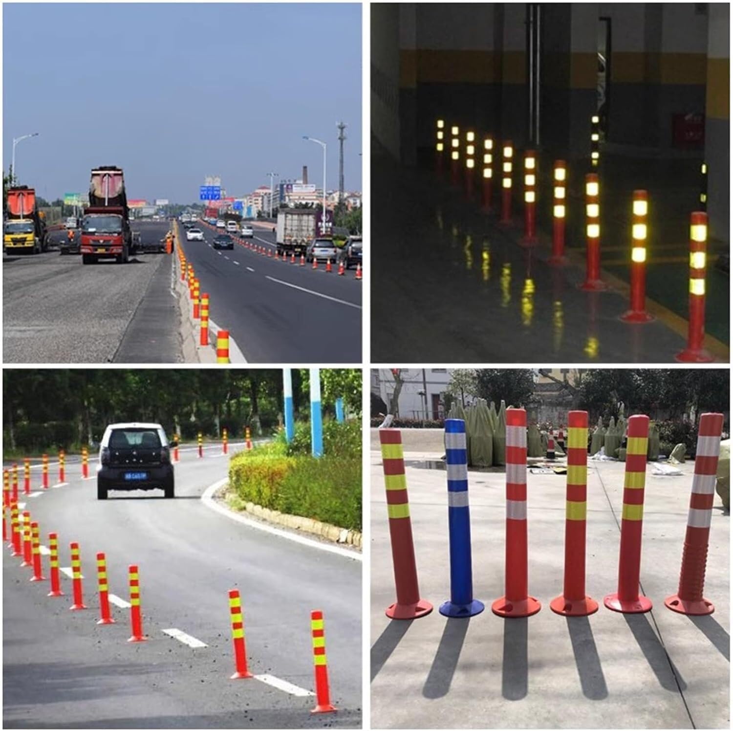 Poste delimitador de tráfico Cono delimitador Conos de tráfico temporales para Zonas de construcción/Mantenimiento/delimitación de tráfico, bolardo Reflectante de segurid,2 Pack
