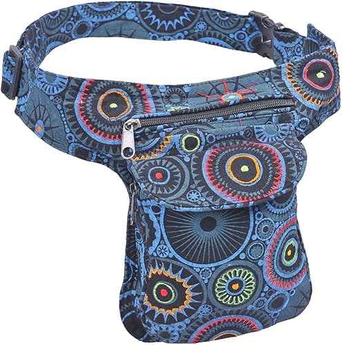 The Collection Royal Riñonera Bolsos Cruzados para Mujeres Bolsa de Cinturón de Lona de Algodón Boho Hippie Festival Colorida para Mujeres, Talla