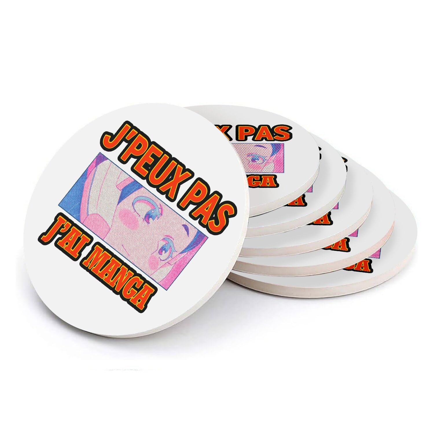 Sous-verre rond céramique ultra absorbant motif anime manga Ochaco