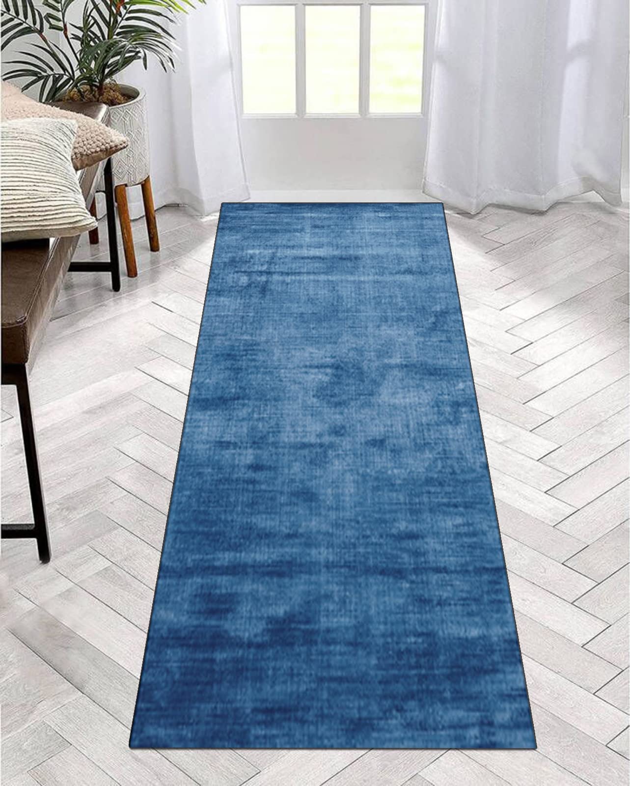 Tapis antidérapant bleu lavable pour éviter les glissades dans la cuisine