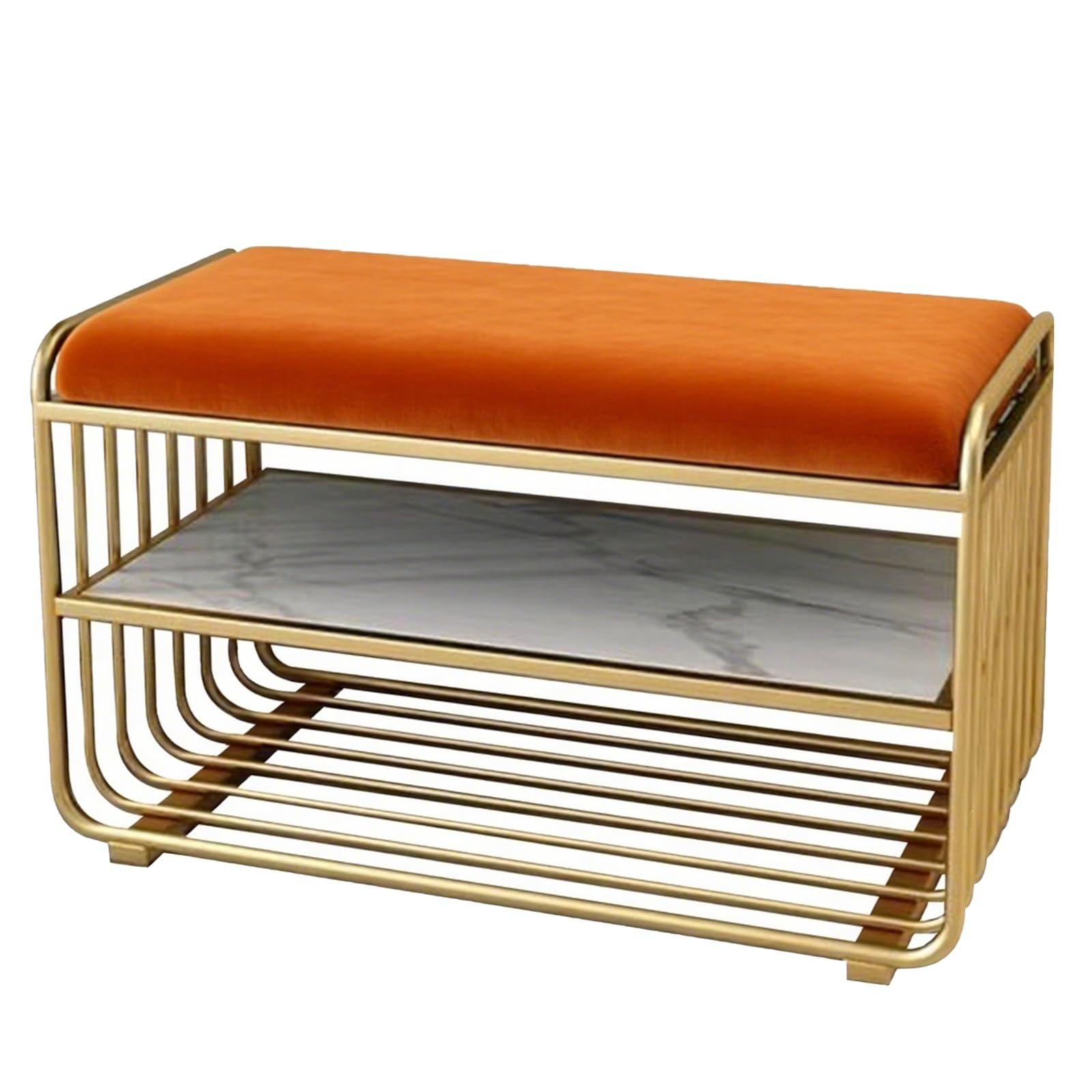 LWJSOCP Compact 2Tier Shoe Bench with Cushion & ShelfStylish Iron e Entryway Shoe Rack for Hallway Living Room BedroomMultiPurpose Storage (ge 31.49in/80cm)