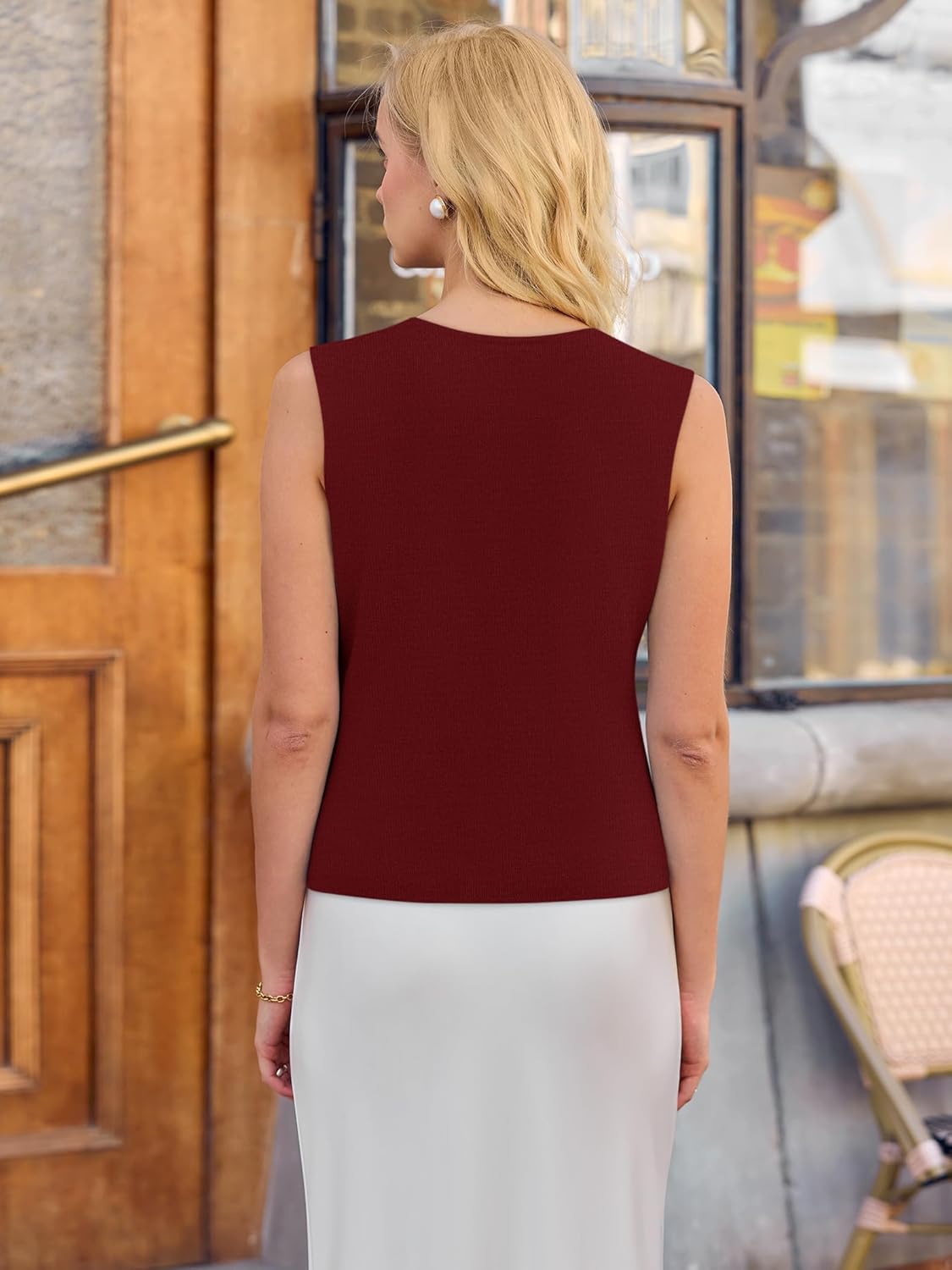 Yousify Womens Sweater Vest V Neck Button Down Crop Knit Tank Top Fashion 2025 Sleeveless Basic Cardigans - Image 3