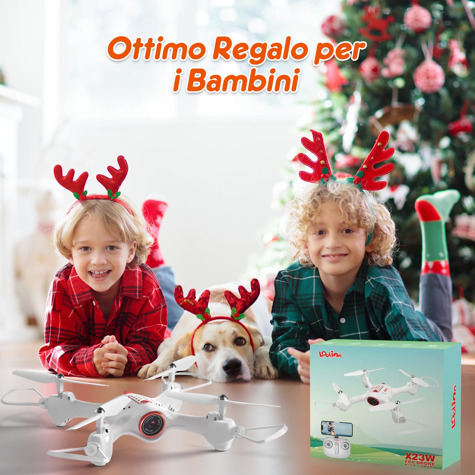Loolinn | Drone per Bambini con Telecamera - Drone Bambini Idee Regalo, Trasmissione in Tempo Reale, Acrobazie a 360°, Certificazione Approvata C0 (Idee Regalo)