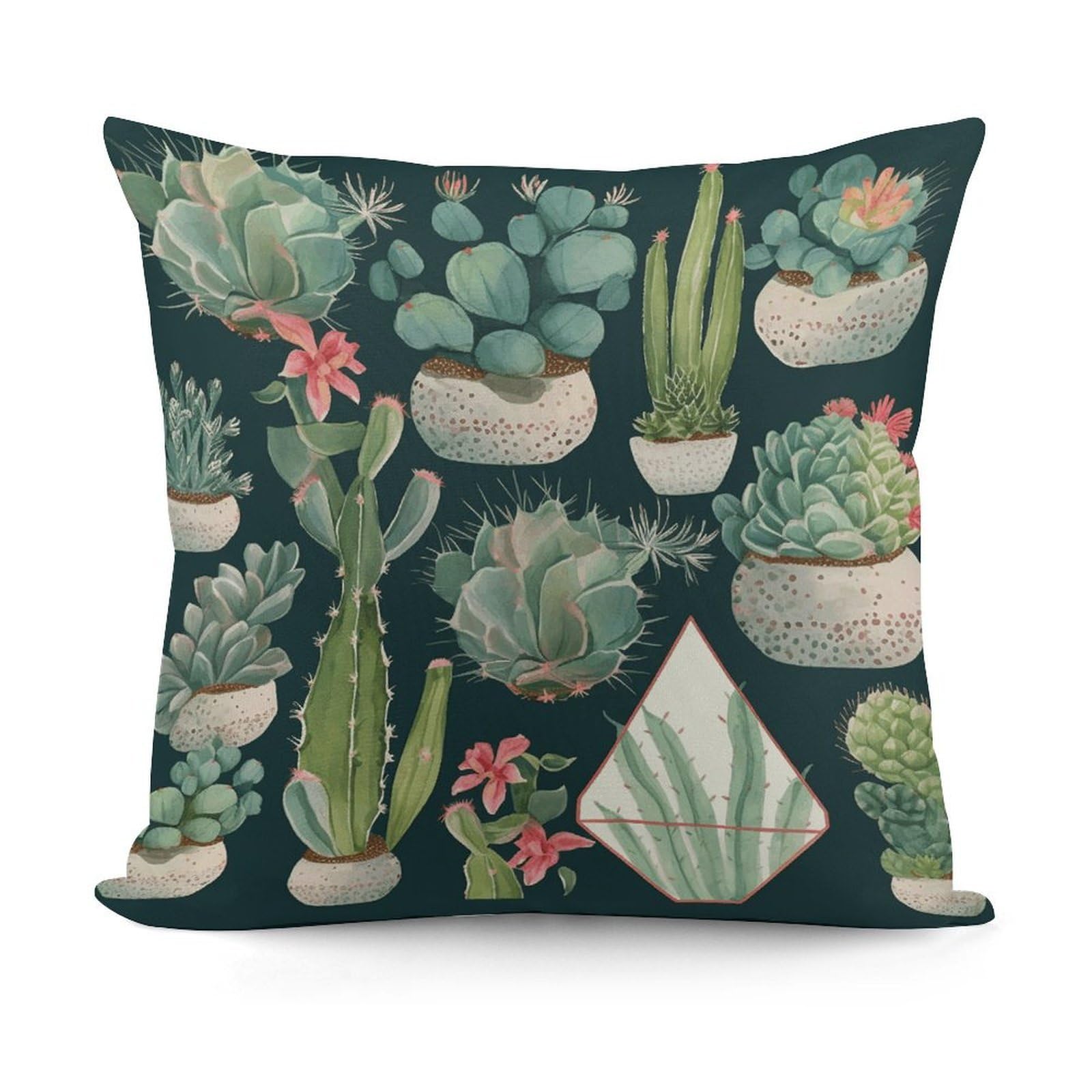VstaDank Decorative Succulent Plants and Cactus Throw Pillow Covers Luxury Soft Pillowcases Fluffy Plush Accent Pillow Cases Personalized Square Lumbar Pillows Shells for All Seasons 18" X 18"