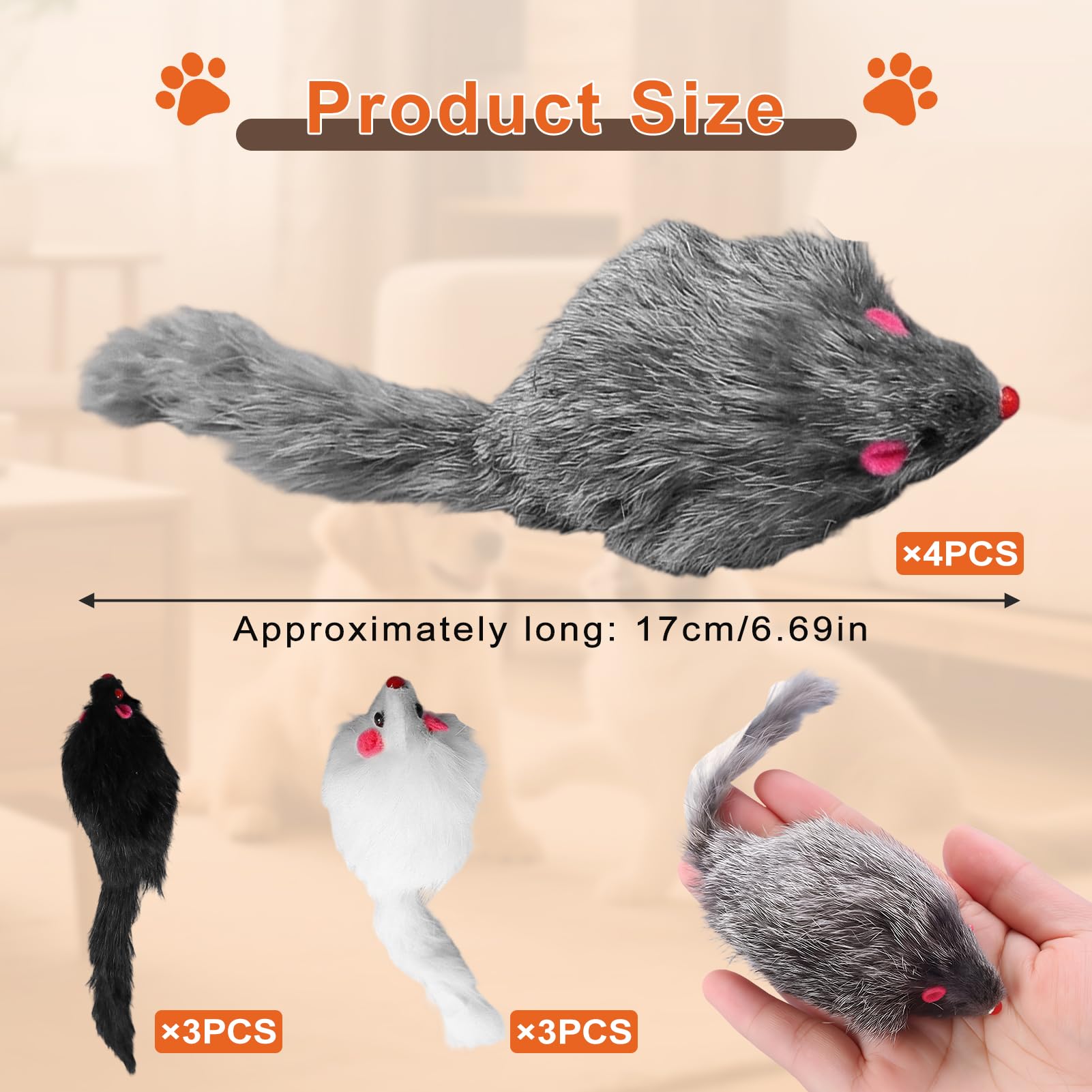 Juego de 10 ratones de juguete con piedra sonora empapada en hierba gatera, juguetes para gatos para todas las razas de gatos, los ingredientes son inofensivos. Paquete mixto de 10 unidades en tres