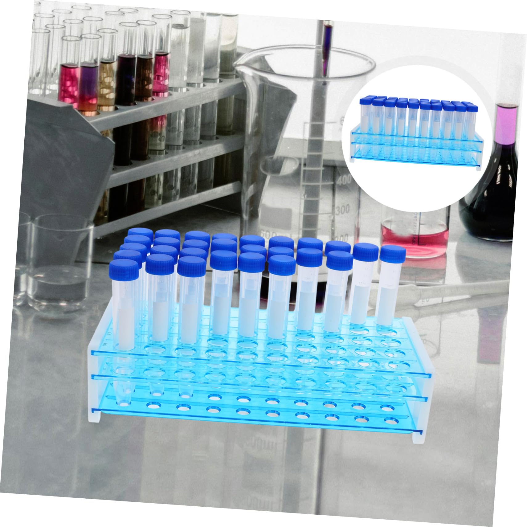 Zentrifugenröhrchen mit Schraubverschluss 100 Stück aus Kunststoff 15 Ml und 2 Abnehmbaren Reagenzglasgestellen für Labor und Wissenschaftliche Experimente