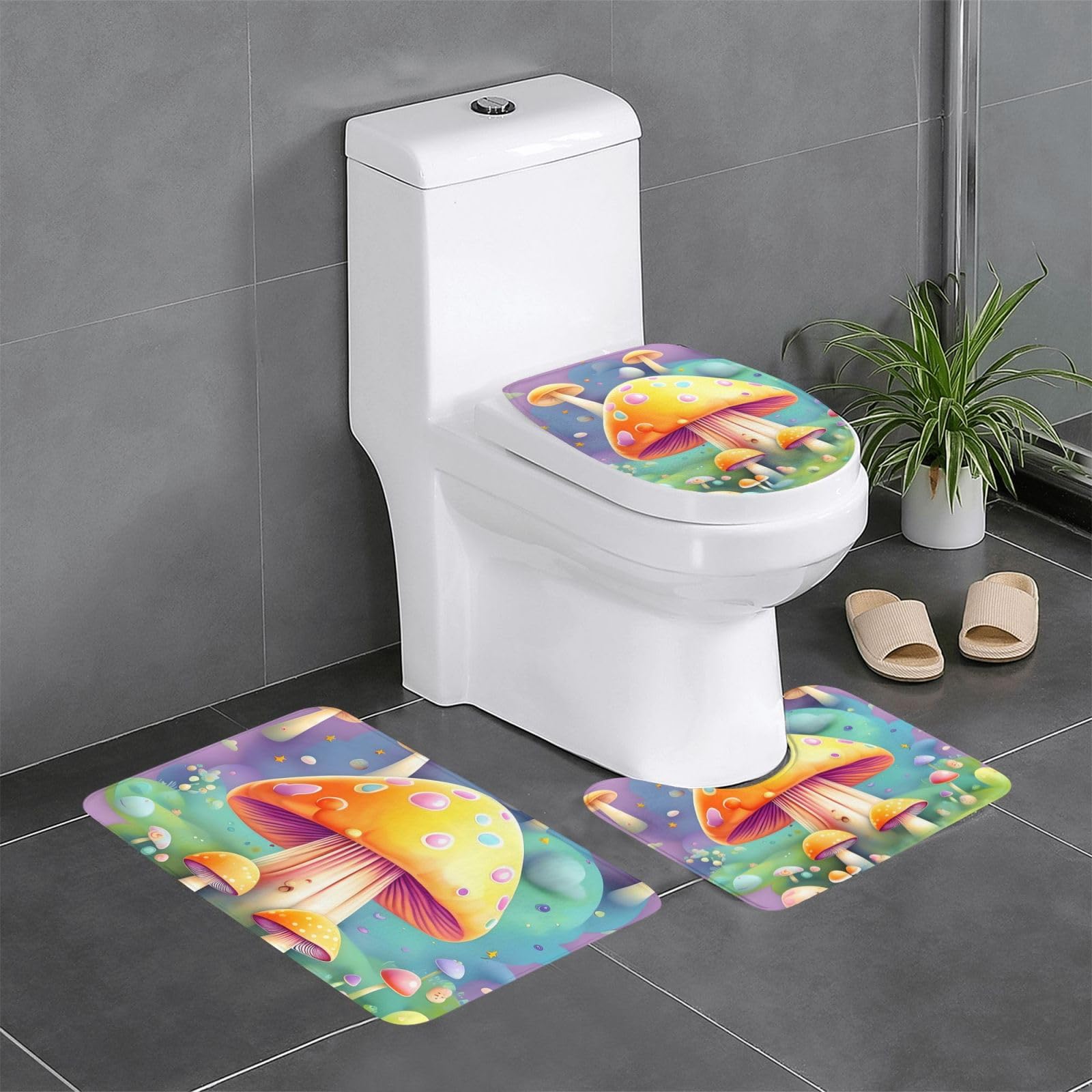Tapis de salle de bain antidérapant 3 pièces contre les glissades