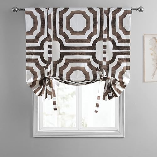 Miniatura 3 de HPD Half Price Drapes PRTW-TUD23-63 - Cortinas enrollables para oscurecer la habitación, 46 x 63 pulgadas, de algodón, estampado meca, para sala de