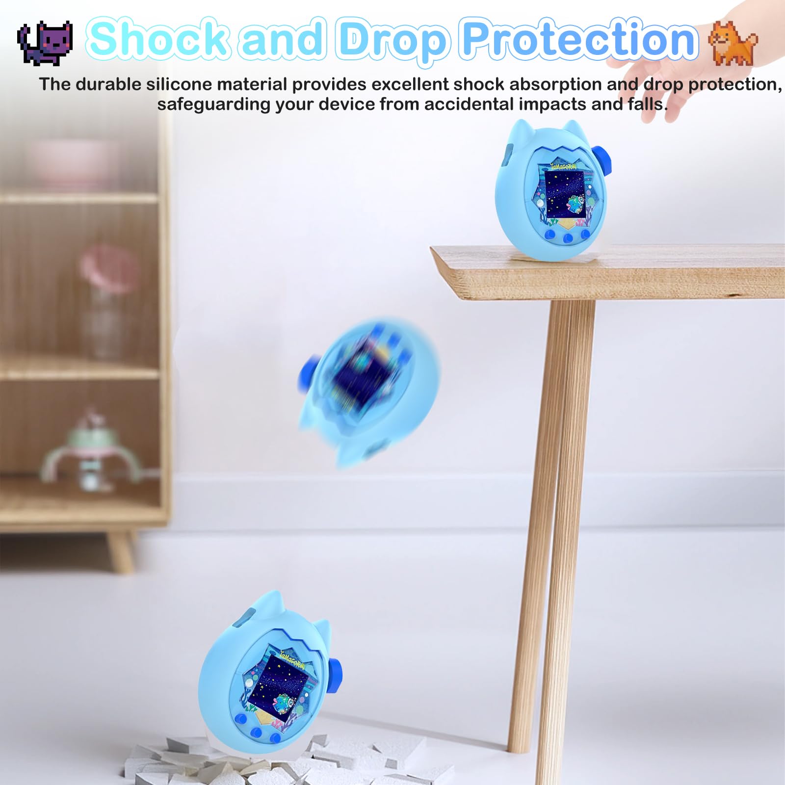 Coque Silicone Pour Tamagotchi Paradise - Protection Complète Anti-choc, Anti-rayures, Avec Film écran Et Cordon, Bleue - 8