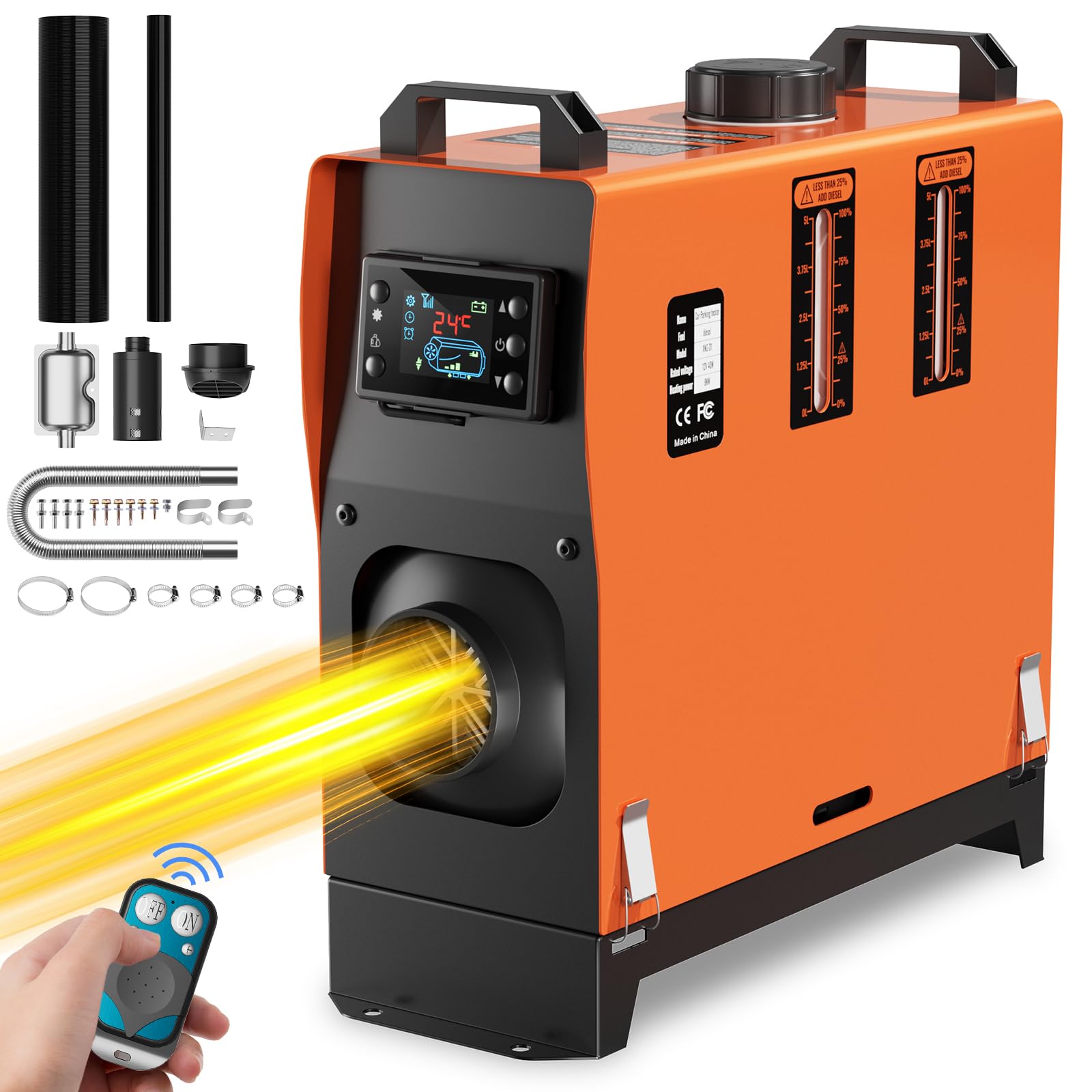 Diesel Heater, 8KW 12V Diesel Air Heater, All in One Portable Diesel Heater  with Remote Control and LCD Display, Fast Heating, Low Noise Parking