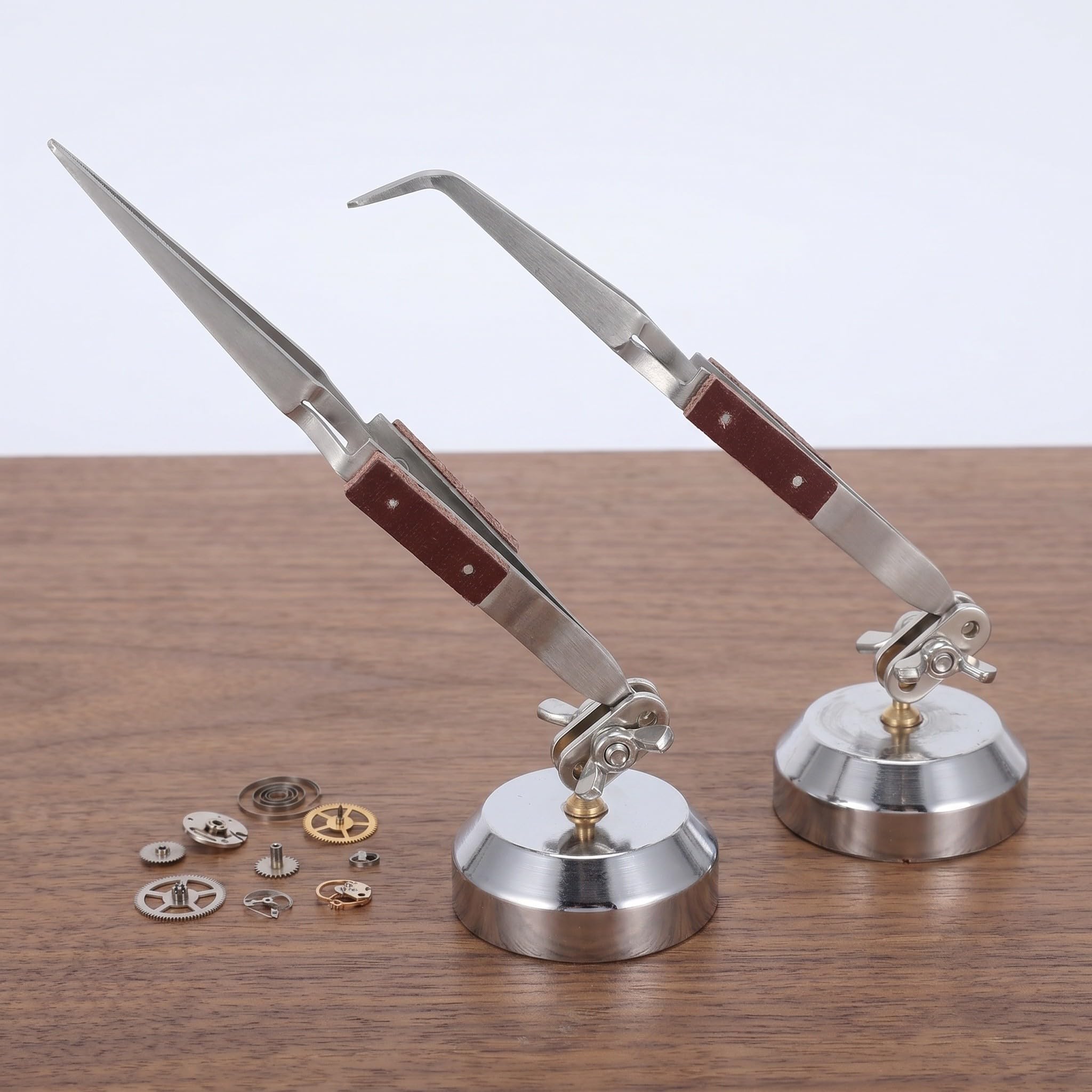 2 Piezas Pinzas de Rebote para Joyería y Relojería con Puntas Rectas y Curvas, Acero al Carbono Resistente al Calor, Diseño Ergonómico para Modelismo y Manualidades DIY