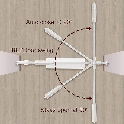 Miniatura 5 de Puerta extra ancha para bebés 57.5-62.2 montada a presión, puertas de seguridad para perros y mascotas con puerta de paso para puertas, escaleras,