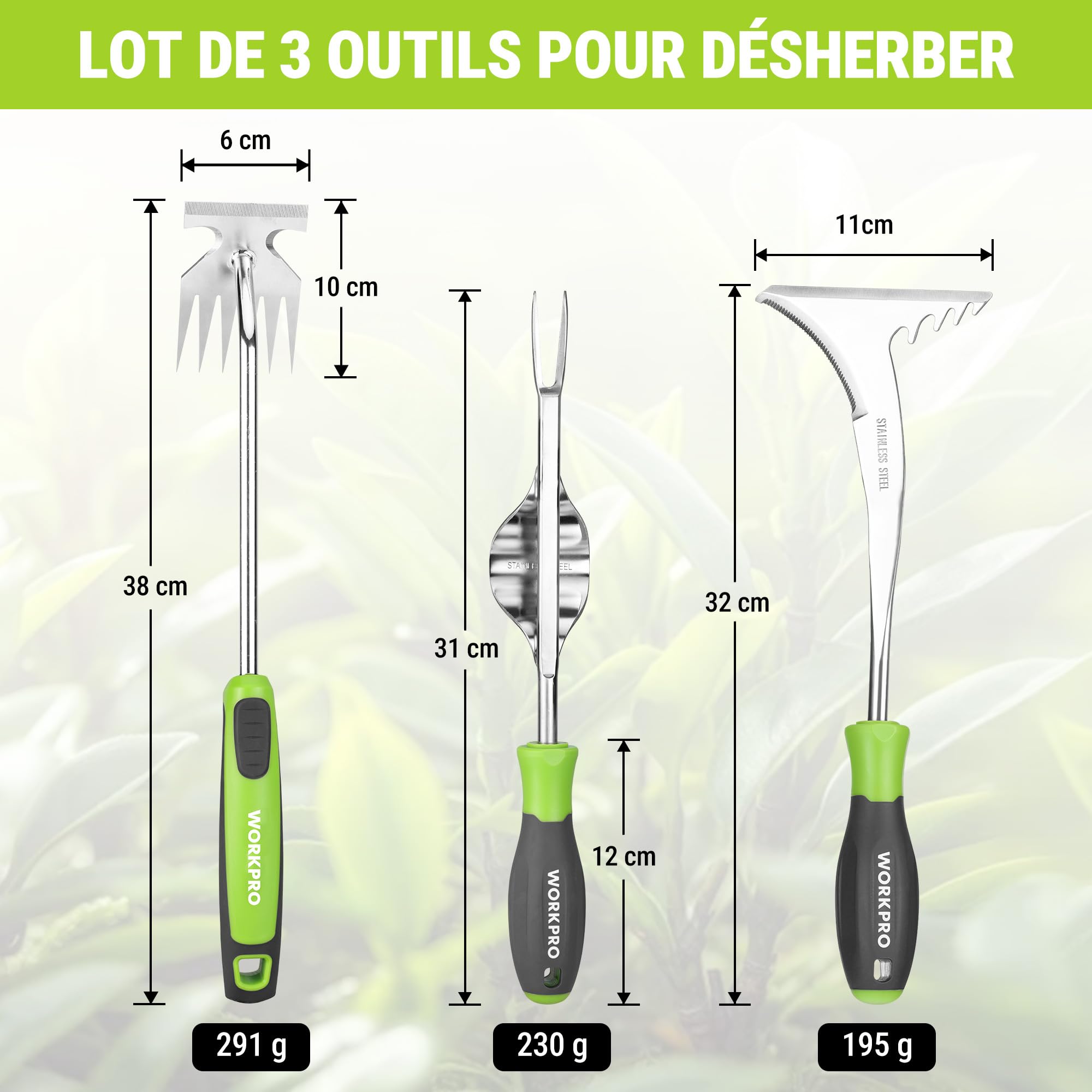 WORKPRO Ensemble De Désherbeurs 3 Pièces