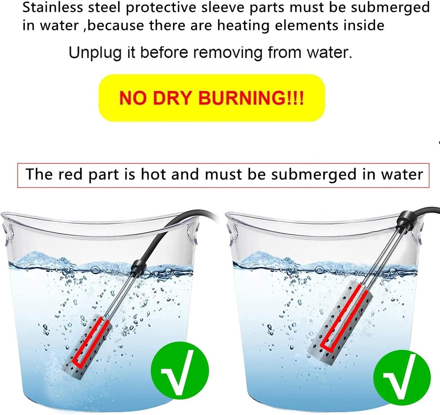 2500W 1500W Electric Heater Boiler Water Heating Elements Portable Immersion Thermostatic Heater for Bathroom Swimming Pool(Constant Temperature Model,1500W)