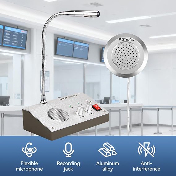 Retevis RT-9908 Window Speaker,Window Intercom Dual-Way Voice,Window Speaker Intercom System for Business,Restaurant,Bank,Ticket Window